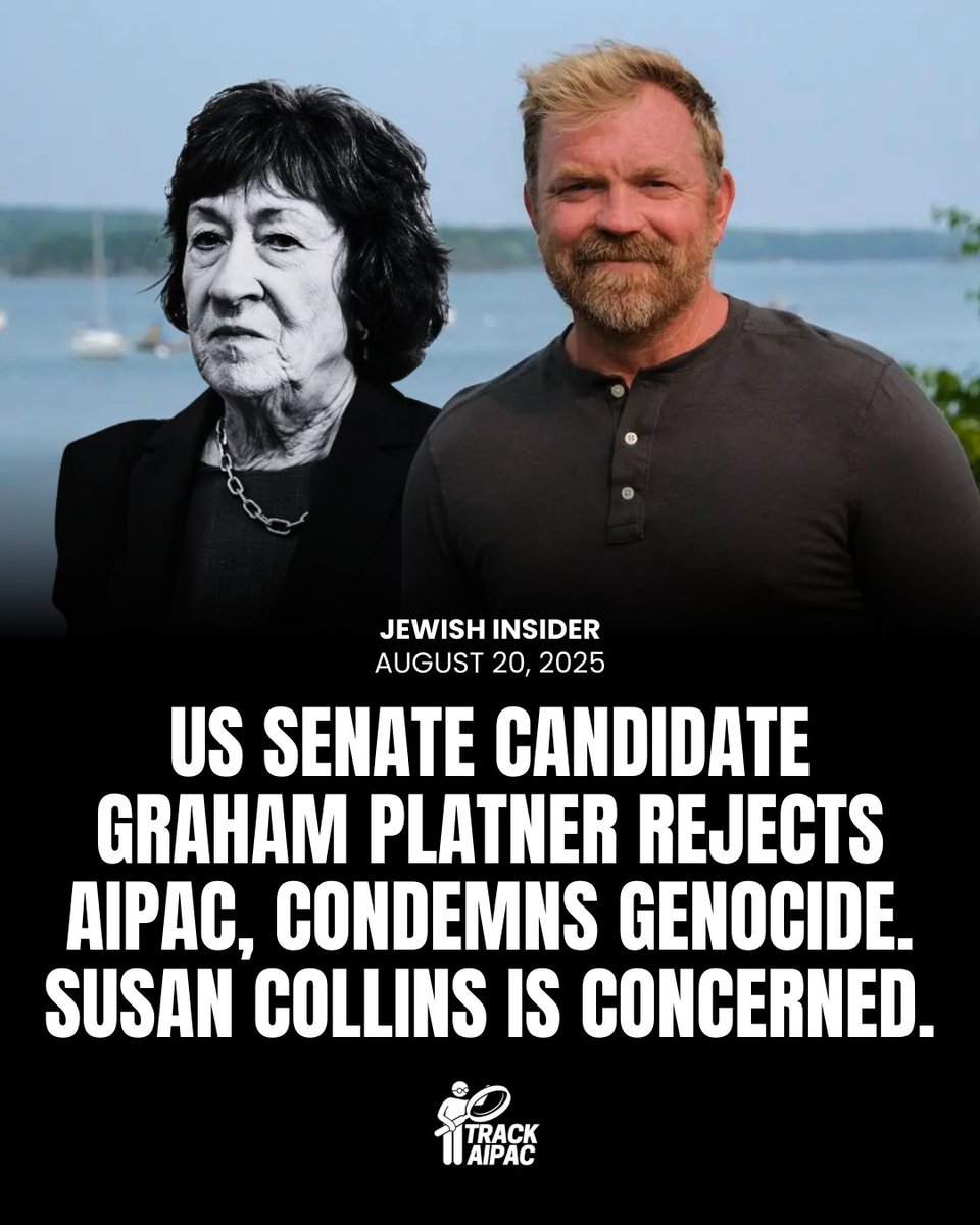 AIPAC Tracker (@trackaipac) on Twitter photo US Senate candidate <a href="/grahamformaine/">Graham Platner for Senate</a> says: "My view here is very simple. What is happening in Gaza is a genocide, I refuse to take money from AIPAC or any group that supports the genocide in Gaza.”
<a href="/SenSusanCollins/">Susan Collins for Senator</a> is concerned. #MESen US Senate candidate <a href="/grahamformaine/">Graham Platner for Senate</a> says: "My view here is very simple. What is happening in Gaza is a genocide, I refuse to take money from AIPAC or any group that supports the genocide in Gaza.”
<a href="/SenSusanCollins/">Susan Collins for Senator</a> is concerned. #MESen