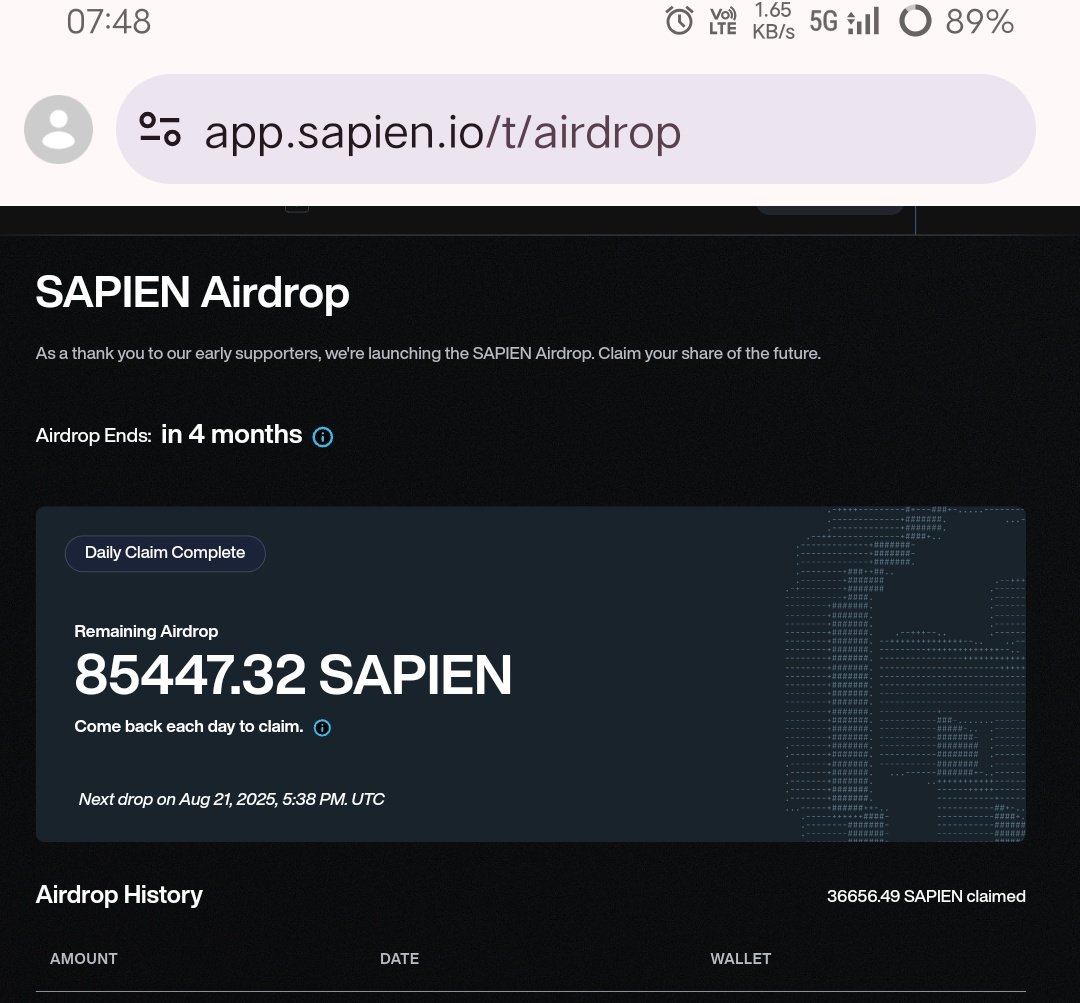 $28K From Testnet 🫶♥️

Sapien cooked hard for Testnet point holders 🫂

One of our community member got 122K tokens valued at $28K at current price.

Claimed 30% and 85K tokens remaining.

Another one got 25K tokens worth $5K+ and many such stories 🤟

We joined Sapien in