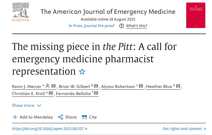 Brent C. Beckner PharmD, BCPS, BCCCP (@bcb_pharmd) on Twitter photo As emergency medicine pharmacists when we feel left out and want to let people know we write a strongly worded peer-reviewed paper and publish it in a leading journal. Shout out to <a href="/ohsnapimginger/">Kevin Mercer, PharmD, MPH</a> As emergency medicine pharmacists when we feel left out and want to let people know we write a strongly worded peer-reviewed paper and publish it in a leading journal. Shout out to <a href="/ohsnapimginger/">Kevin Mercer, PharmD, MPH</a>