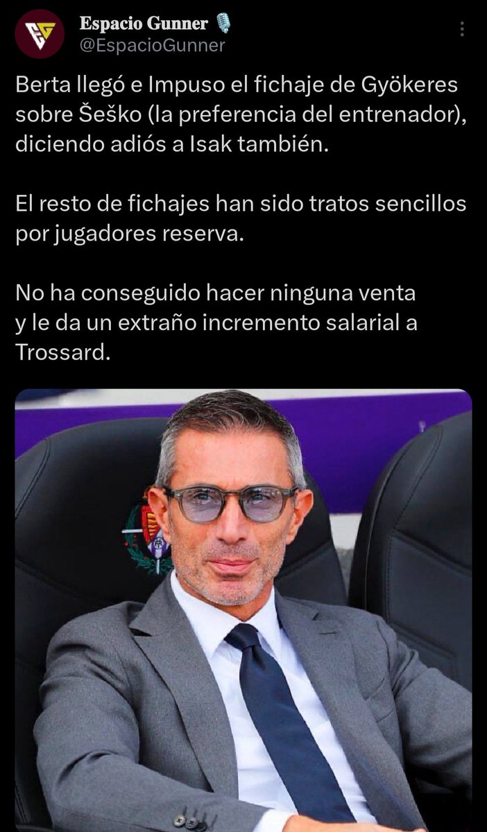 johanmurray's tweet photo. @EspacioGunner @HandofArsenal Espero que después del movimiento hoy de Berta corleone no vuelvas a dudar de el. https://t.co/0laavuDXnZ