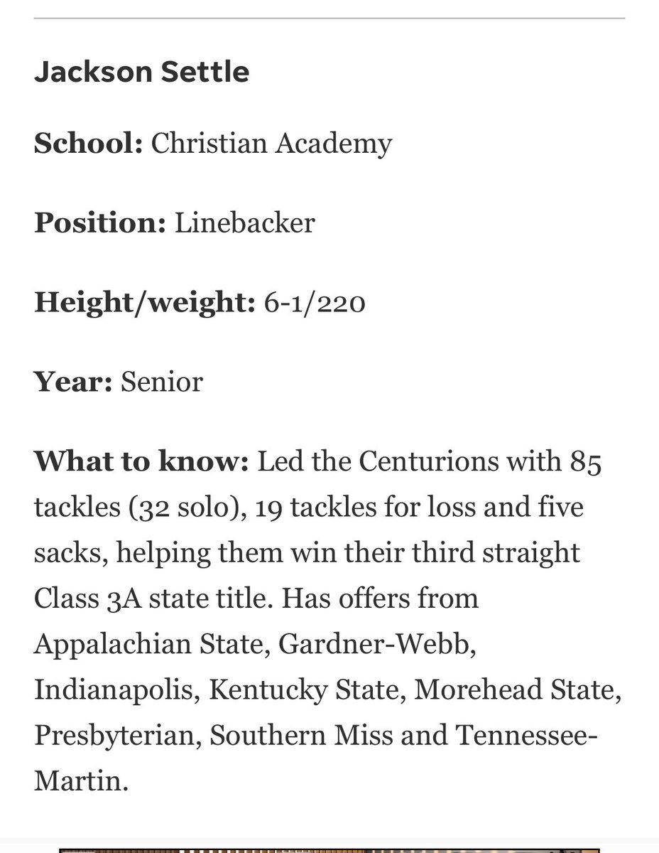 Jackson Settle (@jacksonsettle8) on Twitter photo Honored to be recognized for Louisville Preseason All-Metro first team defense.
<a href="/Aspirationsgym/">C.Vaughn@Aspirations</a> <a href="/centurions_fb/">CAL Football</a> Honored to be recognized for Louisville Preseason All-Metro first team defense.
<a href="/Aspirationsgym/">C.Vaughn@Aspirations</a> <a href="/centurions_fb/">CAL Football</a>