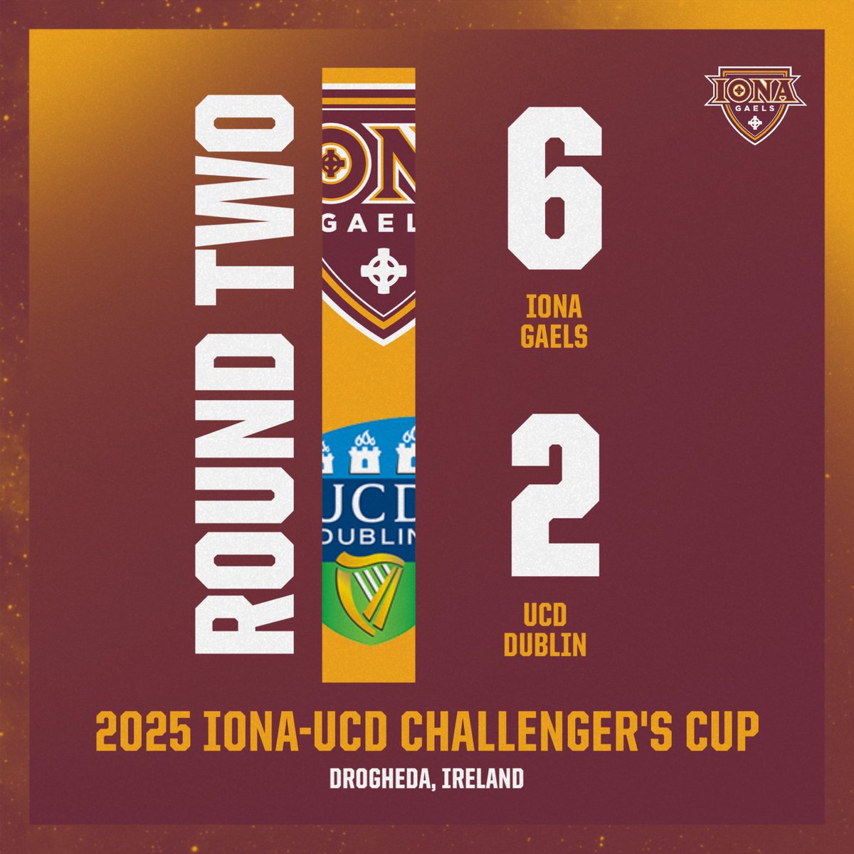 Another 3-to-1 day in round two for the Gaels!

They lead 6-2 going into the final day of singles. Royal Dublin Golf Club is the host for round three!

#GaelNation | #IonaGolf