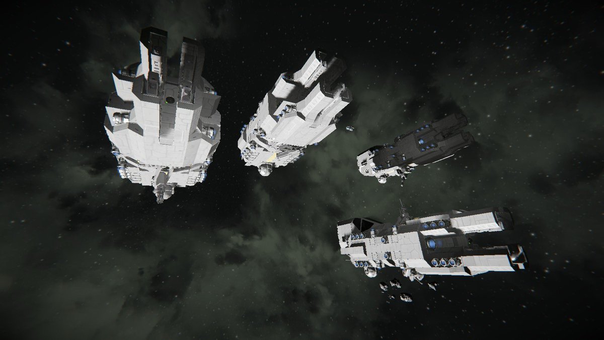 HansJG05's tweet image. Got back into #SpaceEngineer and I made something not horrible!

They’re pretty small, basically corvette/cutter ships (likely more cutters)

#scifi #videogame