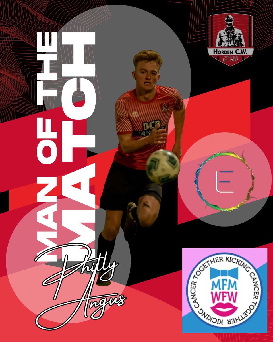 HordenCWFC's tweet photo. 🔴⚫️ MAN OF THE MATCH 🔴⚫️

⭐ Philly Angus

Only one man for the MOM award after scoring a hat-trick tonight.

The usual high energy performance from young Philly topped off with three goals.

Philly is sponsored by @MilesForMen Hartlepool. https://t.co/vn4UTwDINQ