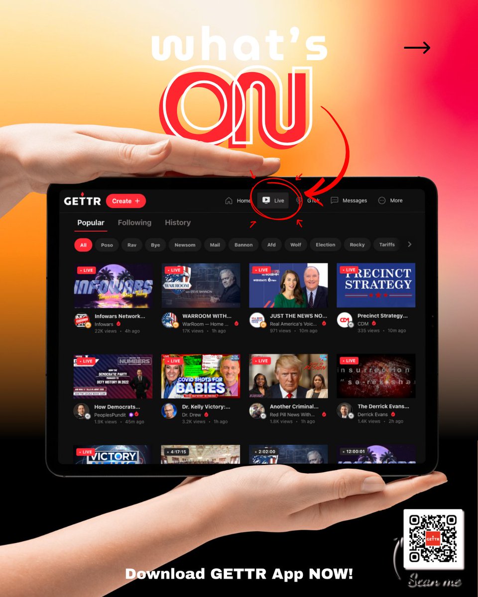 🔥 Skip the fake breakups and recycled love triangles on legacy media.
I’m watching the realest reality show on GETTR LIVE—where politics, power plays, and creator commentary collide in real time.
🎥 And let’s be honest… your favorite GETTR creators? They look like movie stars