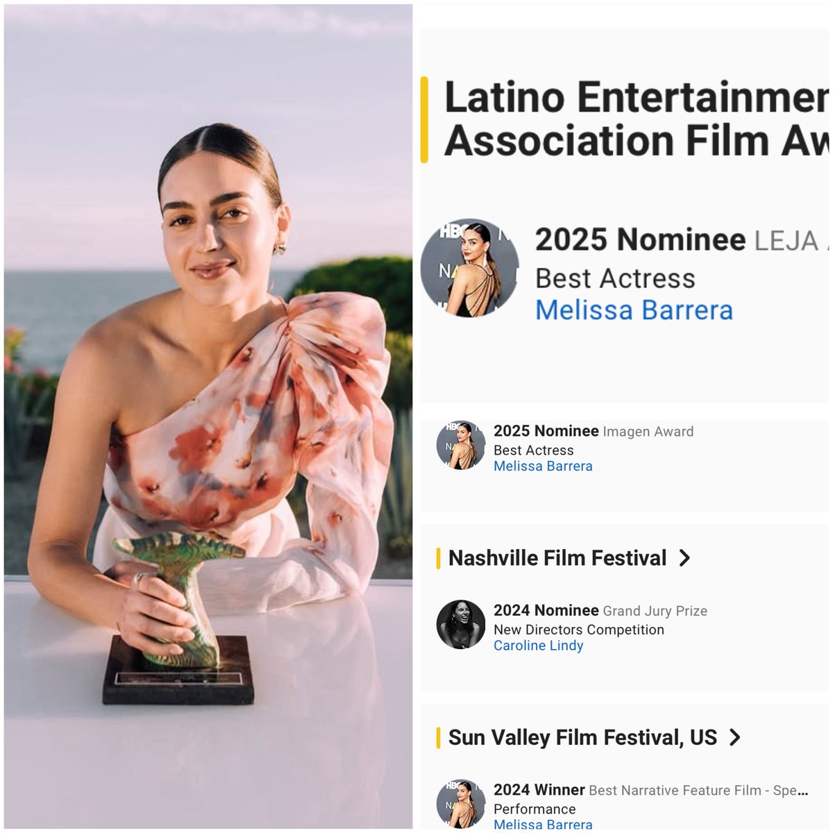 Melissa Barrera and her acclaimed nominated and win for Your Monster 🥺