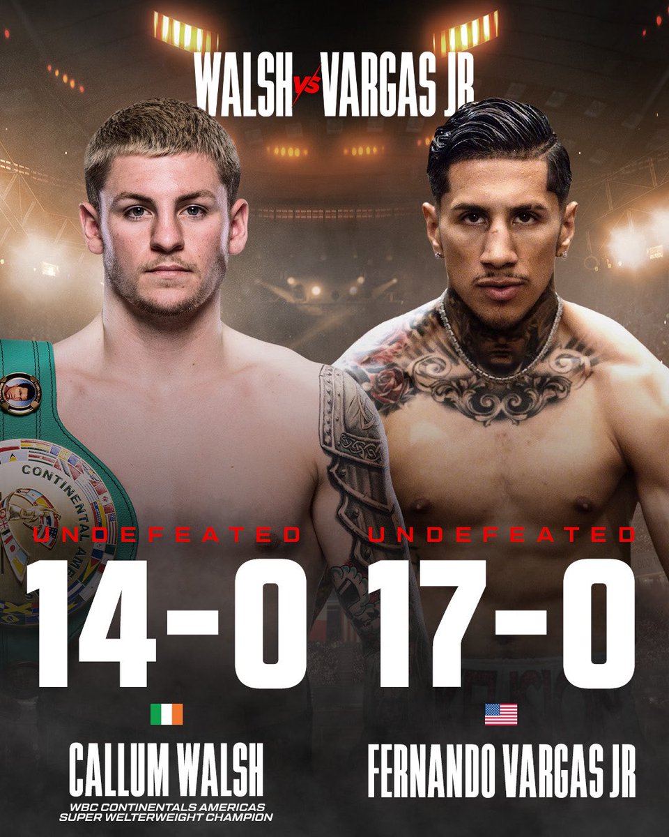 They’re putting it all on the line on September 13th 👀

🇮🇪 @KingCallumWalsh vs Fernando Vargas Jr. 🇺🇸

[ #CaneloCrawford is LIVE on @Netflix | 9pmET | #RiyadhSeasonCard | <a href="/RiyadhSeason/">موسم الرياض | Riyadh Season</a> ]