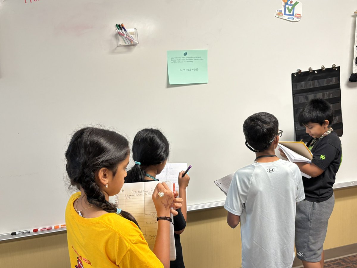 Students engaged in positive math talk  today by discussing why different representations were or were not equivalent to 9.52. Hearing their thinking grow today made my heart happy! #elementarymath #5thgrade #dalmatiannation <a href="/ASE_Dalmatians/">Sullivan Elementary</a>