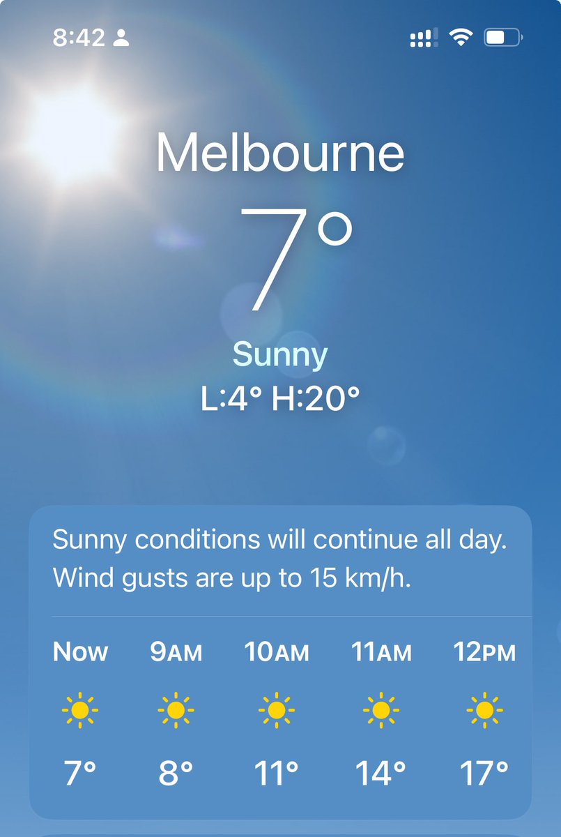 dilantha's tweet photo. I’m happy to report the weather app is working today, and it’s going to be a lovely one at that. https://t.co/PEfcIvigQJ
