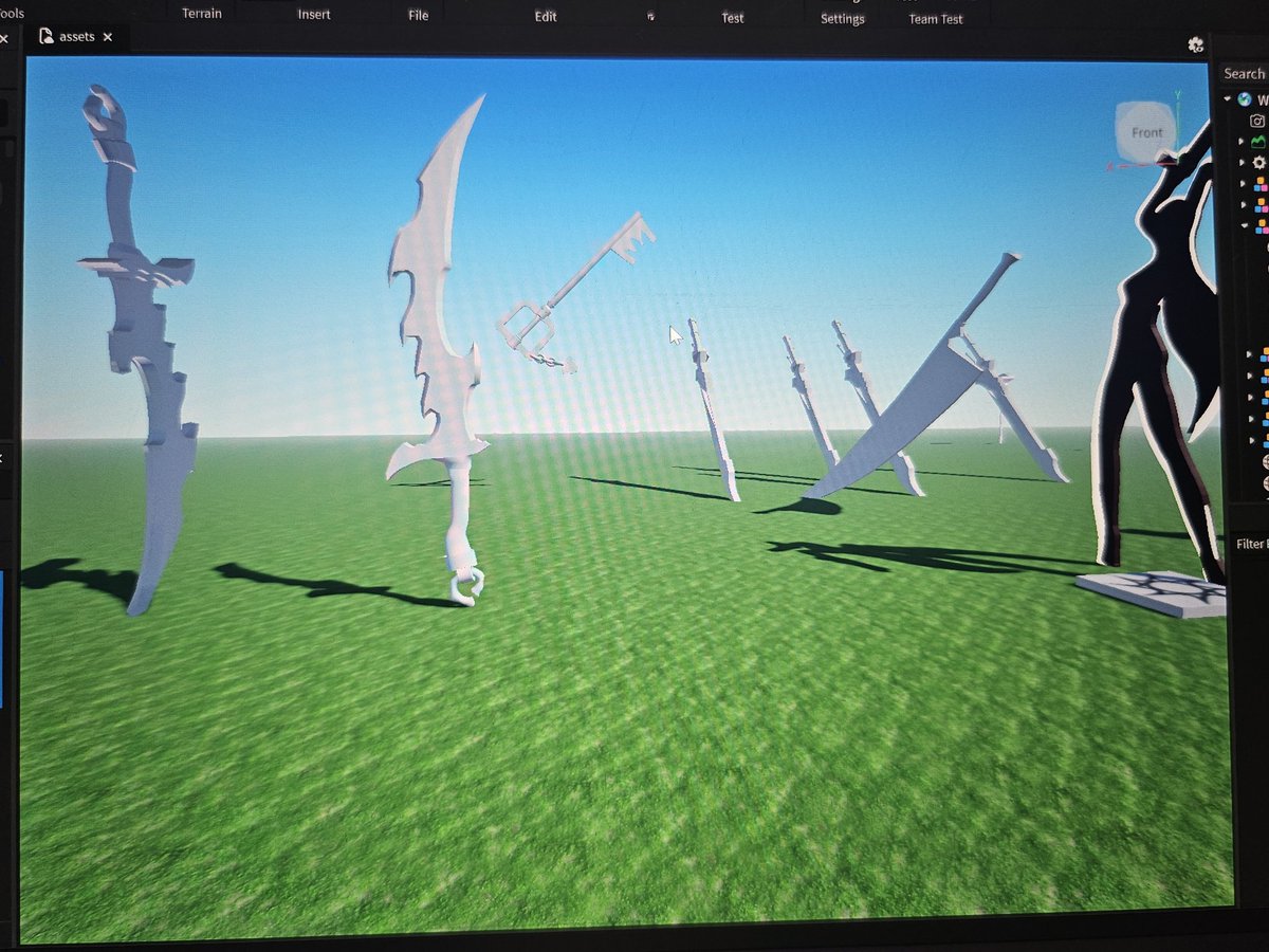 Riviouse's tweet image. A sword graveyard 
#blender #roblox #modelling