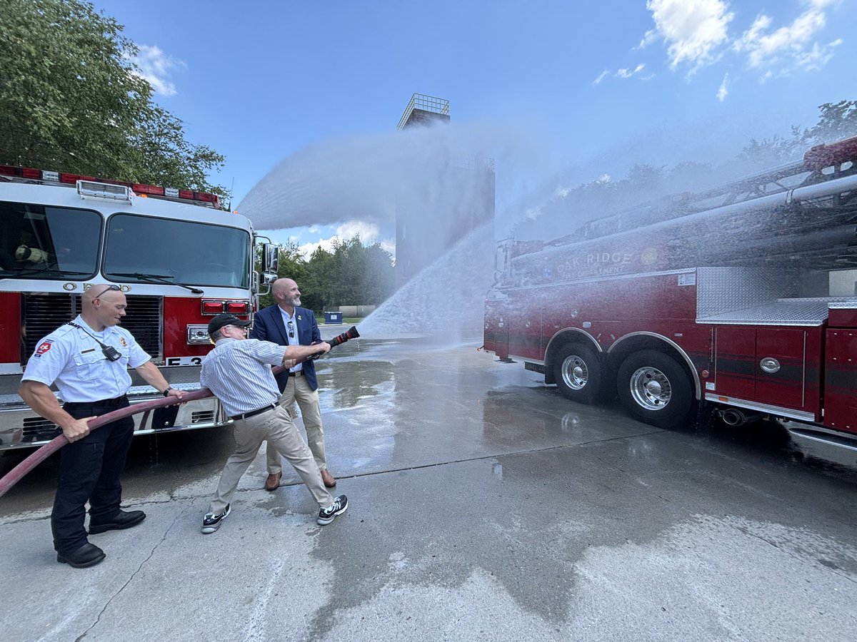 Honored to join fellow council members and our City of Oak Ridge Firefighters this week in a ceremony for the newest truck in our fleet. Tower 20 Wet Down Ceremony was a great success!!! The events primary purpose is to dedicate a new piece of fire equipment to the community. 🚒