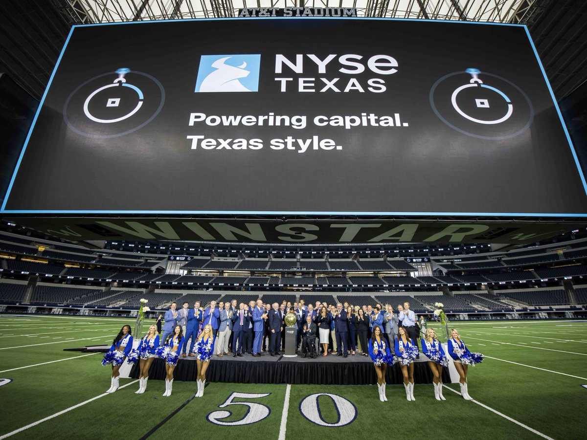 NYSE 🏛 (@nyse) on Twitter photo Powering capital. Texas style.
NYSE Texas has officially launched, and we’re celebrating in a big way at <a href="/ATTStadium/">AT&T Stadium</a>! We welcome Texas Governor <a href="/GregAbbott_TX/">Greg Abbott</a>, <a href="/ATT/">AT&T</a> CEO John Stankey, NYSE President Lynn Martin, and more Founding Members to mark this exciting milestone. Powering capital. Texas style.
NYSE Texas has officially launched, and we’re celebrating in a big way at <a href="/ATTStadium/">AT&T Stadium</a>! We welcome Texas Governor <a href="/GregAbbott_TX/">Greg Abbott</a>, <a href="/ATT/">AT&T</a> CEO John Stankey, NYSE President Lynn Martin, and more Founding Members to mark this exciting milestone.