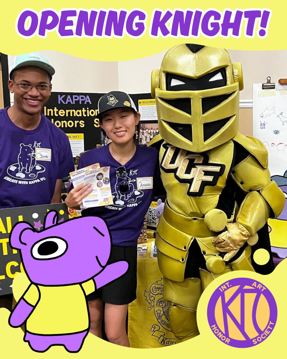 kappapiucf's tweet image. THANK YOU, EVERYONE WHO VISITED OUR TABLE !!!  😊💜 We can’t wait to meet more of you all in our upcoming meetings and events. Keep a lookout for more news coming soon 👀 #kappapi #artsatucf #kappapiucf #openingknight