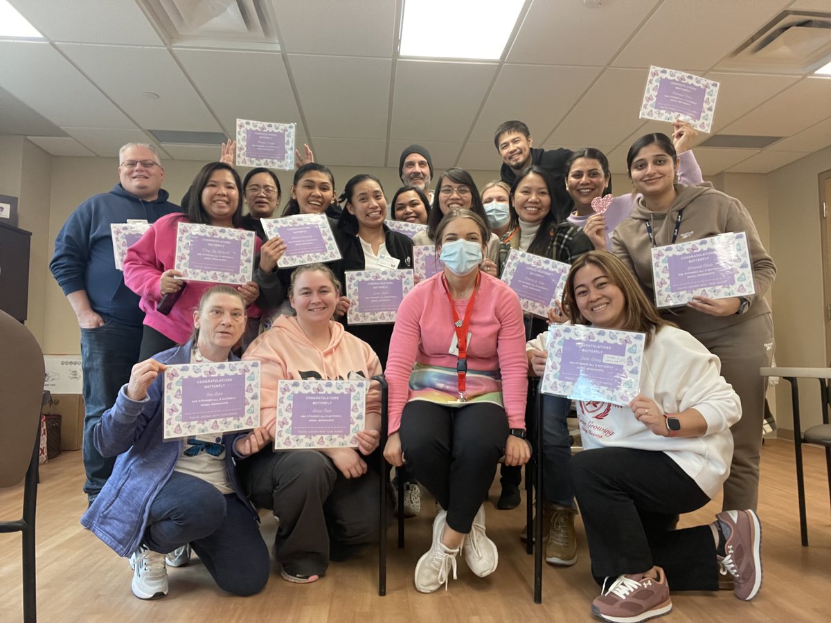A big warm welcome to the Butterfly family in #Ontario #Canada to Royal Rose Place in #Welland <a href="/Jarlette/">Jarlette Health Services</a> 
Here is Monica, the Butterfly Model Manager ‘in the pink’ celebrating with some of the team completing their #ButterflyApproach training earlier this year. Congratulations!