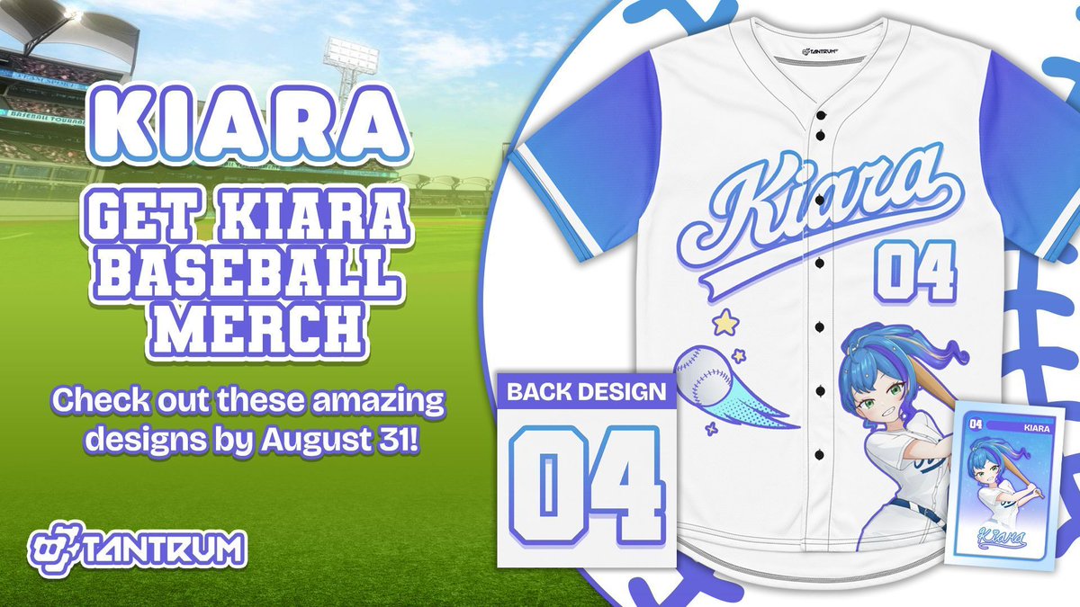 ⚾💫 Make sure to get your orders in for <a href="/KiaraStreams/">Kiara_TV</a>' baseball team jersey, hat, and oversized card before it all leaves the store on August 31! Get all the merch individually OR get everything together as a bundle to help save money by swinging your way over to ➡️
