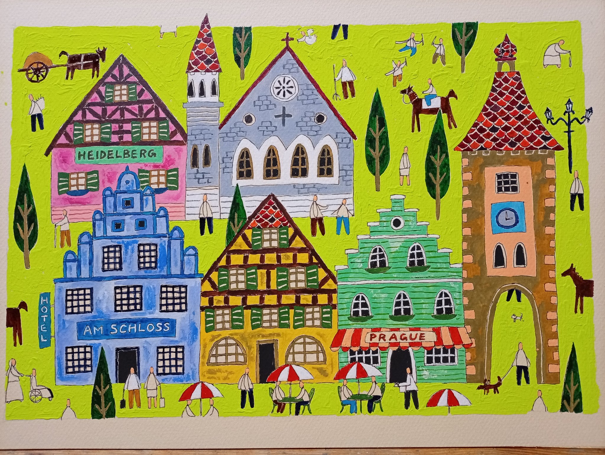 奥村ユズル　水彩画原画　ドイツ古城街道の小さなホテル 旅する画家 奥村ユズル on X: 