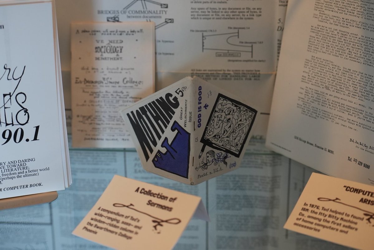 AvalonInst's tweet photo. Avalon now hosts a portion of the Ted Nelson archive, courtesy of @JimmyRis. Nelson invented the idea of hypertext and drove a deeply humanistic vision for the future of computing, a happy overlap between Avalon's aims and the digital world. Look out for an event about him soon! https://t.co/DazkIKpZ4C