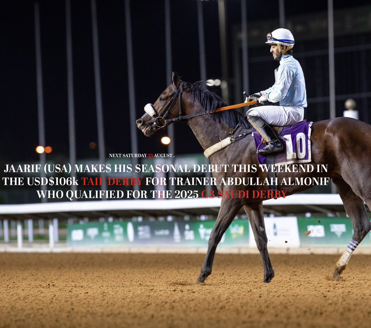 Champion Jaarif is gearing up for his much-anticipated appearance in the Taif Derby 🗒️ next Saturday, so stay tuned !