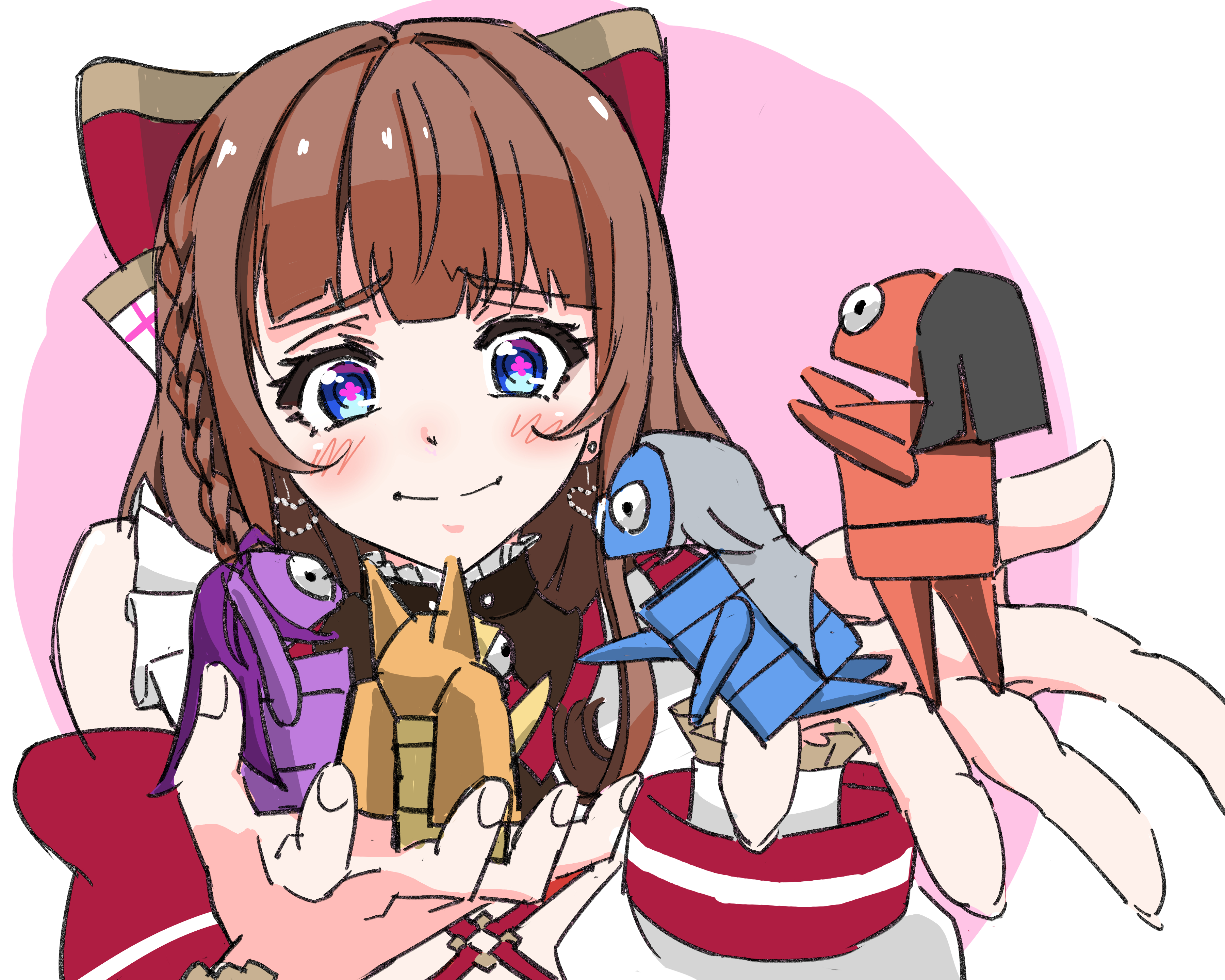 油絵　みーちゃん確認　頭に花をのせた豚 原画「ジミーちゃん」F3・油彩 | かいがのみせあかちゃん