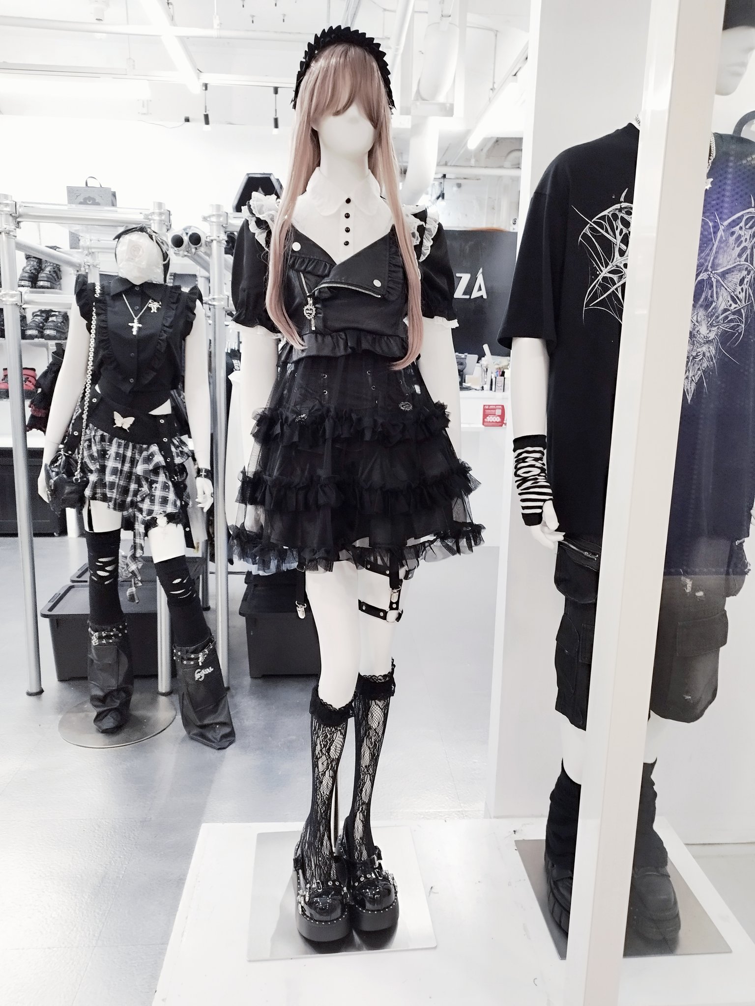 スカート QOOZA IMVAL Frill Leather Dress IMVAL / Frill Leather Dress [BLK] - QOOZA
