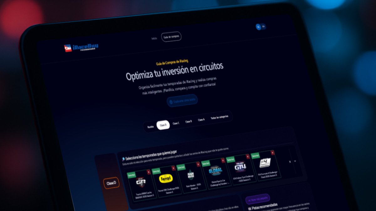 Menos gestión, más vueltas. 

🏁Con iRaceBuy planificas en segundos y pasas más tiempo en lo que importa: correr.

Haz que cada sesión cuente 👉 iracebuy.com

#iRacing #SimRacing #iRaceBuy