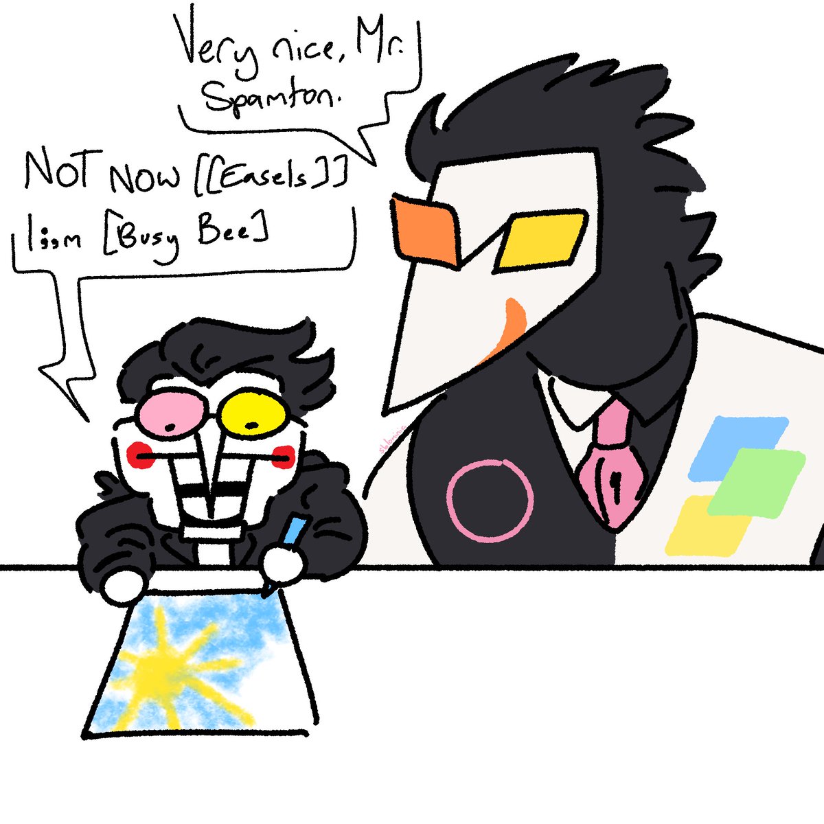 dom 🍊 (@sblominic) on Twitter photo he likes to play and draw #DELTARUNE #spamton #swatch he likes to play and draw #DELTARUNE #spamton #swatch