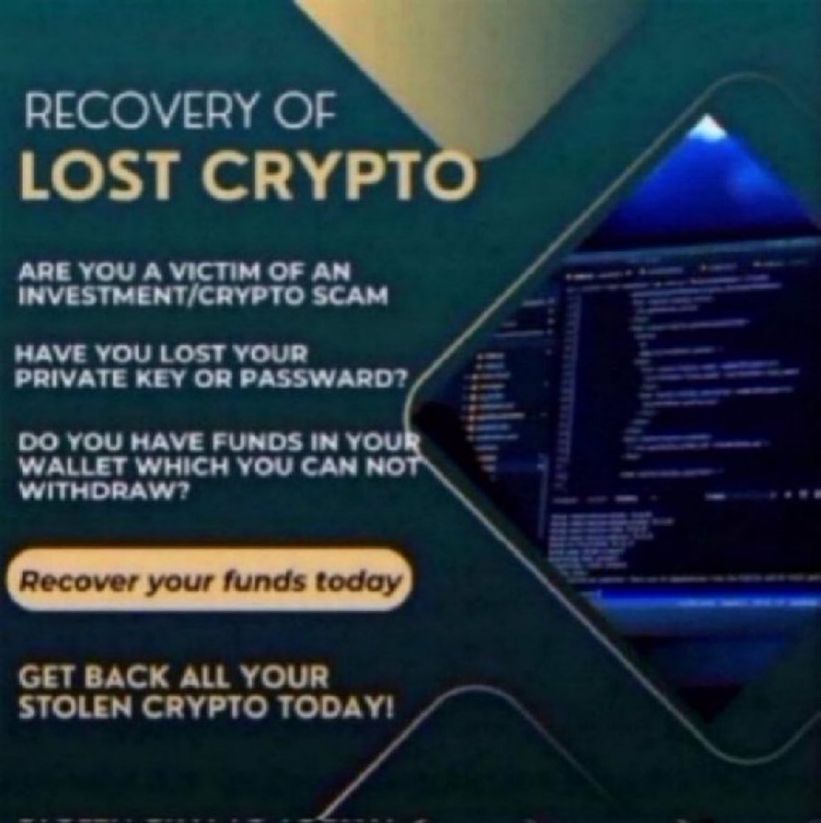 Taylor_Allen_x's tweet image. ⁉️ Locked out by #BitxMusk scam? You’re not alone.
DM now for recovery help.
#CryptoScam #CryptoRecovery #StaySafe #BitcoinCash #Elocoin #Kecoins #runadex #prexaswap #boltswap #monovex #TXEX #scam #cosmice #ScamRecovery