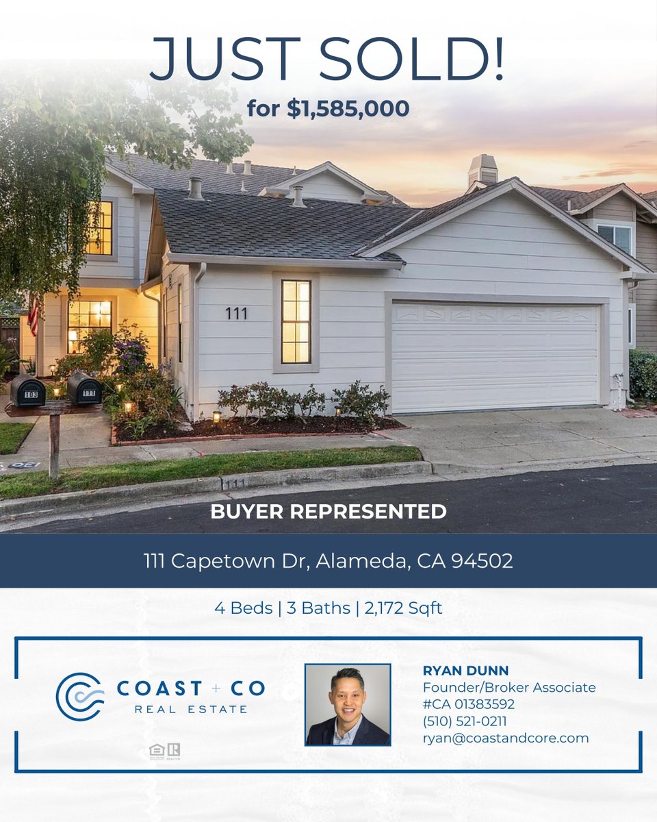 Coast_Co_RE's tweet image. ✨ Another Alameda Dream Home Off the Market!
Congratulations to our buyers on securing this beautifully updated 4BD/2.5BA home in the sought-after Clipper Cove neighborhood of Harbor Bay Isle
#CoastAndCoRealEstate #AlamedaRealEstate #SideRealEstate #BayAreaHomes #JustSold