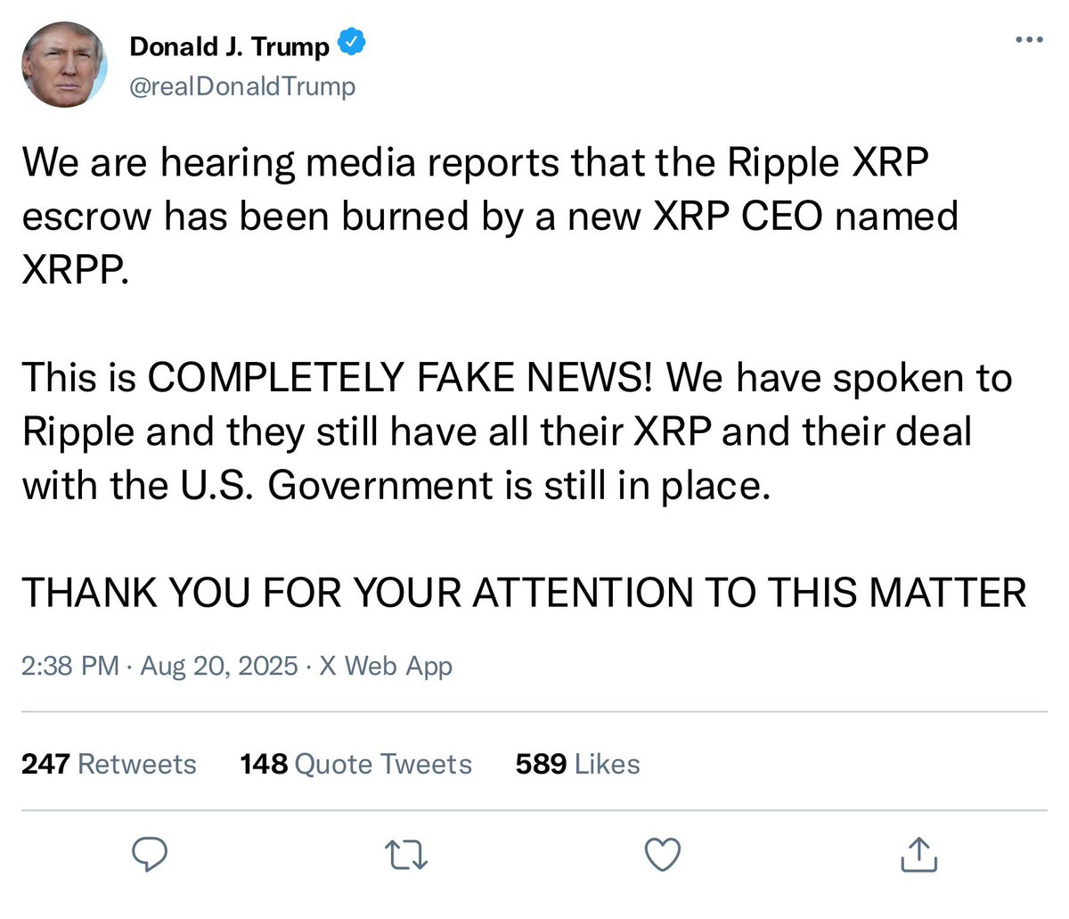 Ripple’s deal with the U.S. government?!

WTF?!?!?! 🤯🤯🤯🤯🤯