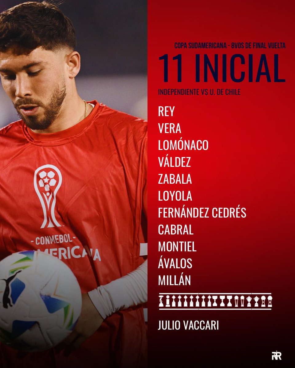 📋 Este es el 1️⃣1️⃣ inicial de #Independiente para buscar la clasificación ante Universidad de Chile.