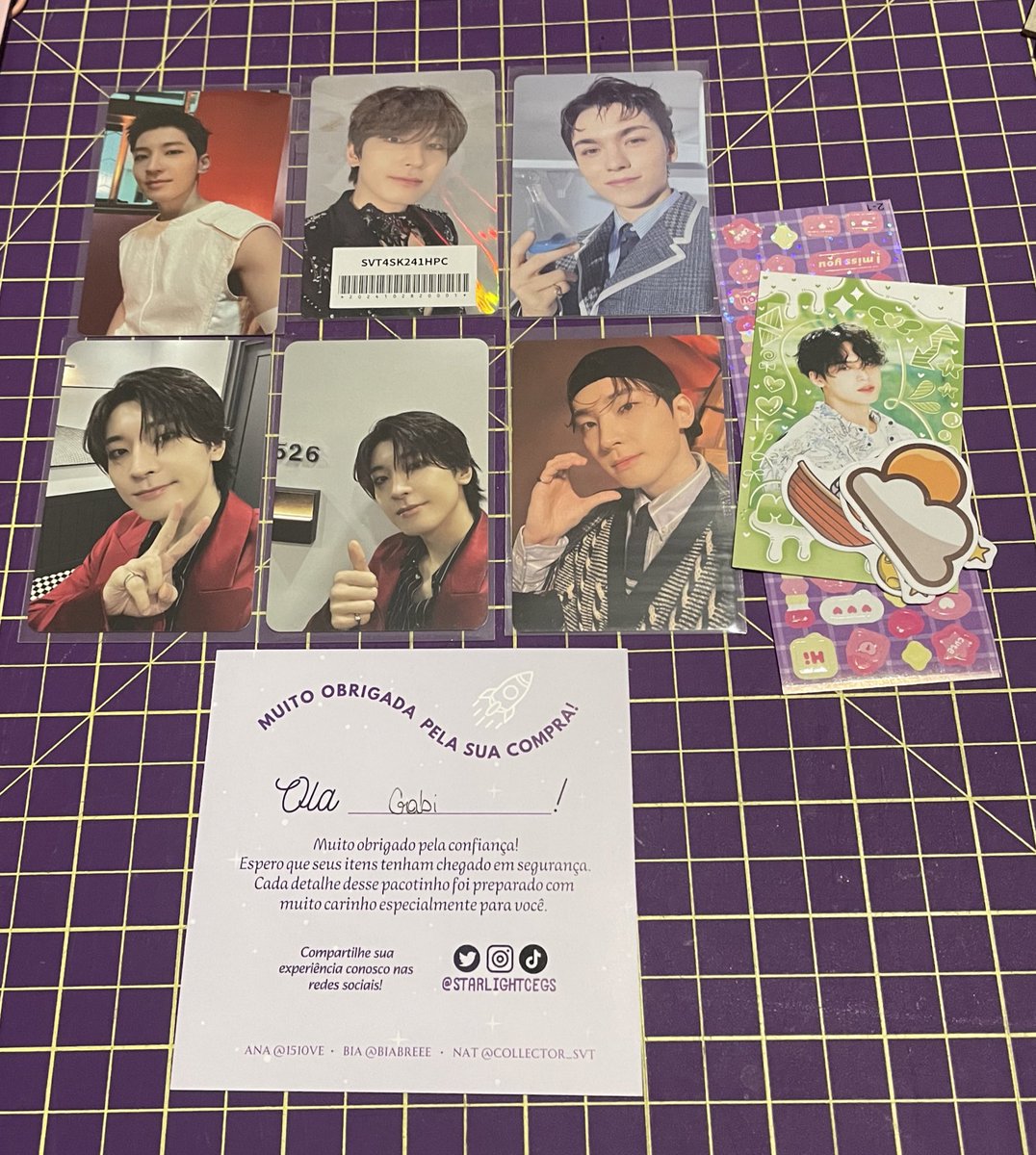 feedback postivo para <a href="/StarlightCegs/">STARLIGHT CEGS</a> pela ceg desses cards e para <a href="/collector_svt/">Nat do Woozi</a> pelo envio, foi tudo muito tranquilo e chegou super bem, obrigada pelo trabalho impecável de vcs meninas 🫶🏻