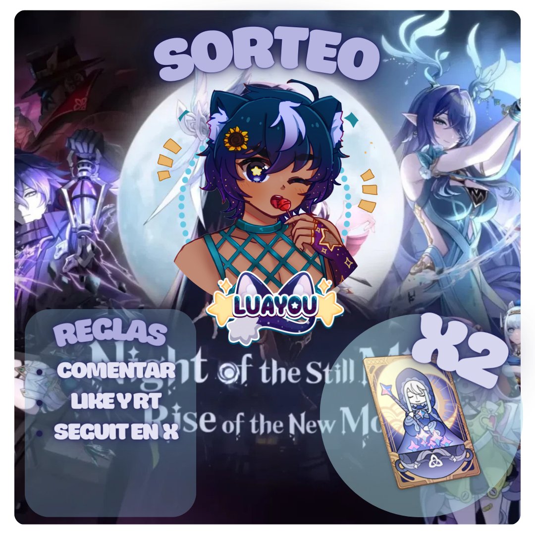 🎉✨ SORTEO GENSHIN IMPACT ✨🎉

Participa y gana una de las 2 Bendiciones Lunares 🌙💎

🔹 Pasos para entrar:
1️⃣ Dale Like ❤️
2️⃣ Haz RT 🔁
3️⃣ Sigue esta cuenta 👤
4️⃣ Deja un comentario diciendo tu personaje favorito ✨
📅 El sorteo termina: [27 de Agosto]
🏆 Anuncio de
