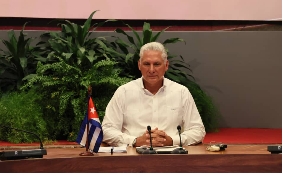 Pdte. de #Cuba 🇨🇺 <a href="/DiazCanelB/">Miguel Díaz-Canel Bermúdez</a> en #VIIICumbreExtraordinaria <a href="/ALBATCP/">ALBA</a> 
👇
Califica de inaceptable la amenaza proveniente de #EEUU de agresión y de violación de soberanía de países de América Latina y Caribe, lo cual altera la paz y la cooperación en la región.

#20agosto 2025