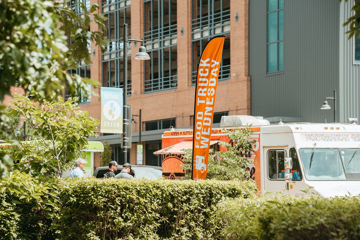 GuthrieGreen's tweet photo. 🗓️ Mark your calendars! 🗓️  Food Truck Wednesday, sponsored by @fowlerauto, returns on September 3.

Listen to live music and grab lunch from a rotating selection of local food trucks every Wednesday in September and October from 11 a.m. to 2 p.m.  🚌 🎶  https://t.co/ANoHvMYp4E https://t.co/mFA4MOsCmK