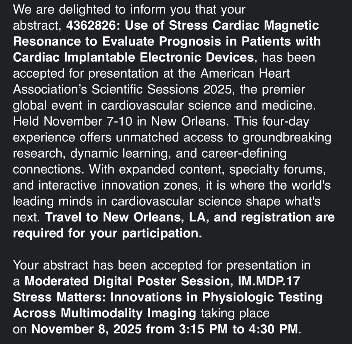 Amir Hossein Behnoush (@amirbehnoush) on Twitter photo Happy to present our cardiac MRI studies at #AHA25, highlighting their role in advancing the prognostic assessment of #coronary artery disease, #HFpEF, and patients with cardiac #devices. Excited to engage with colleagues in New Orleans!
<a href="/American_Heart/">American Heart Association</a>
#Cardiology #CMR Happy to present our cardiac MRI studies at #AHA25, highlighting their role in advancing the prognostic assessment of #coronary artery disease, #HFpEF, and patients with cardiac #devices. Excited to engage with colleagues in New Orleans!
<a href="/American_Heart/">American Heart Association</a>
#Cardiology #CMR