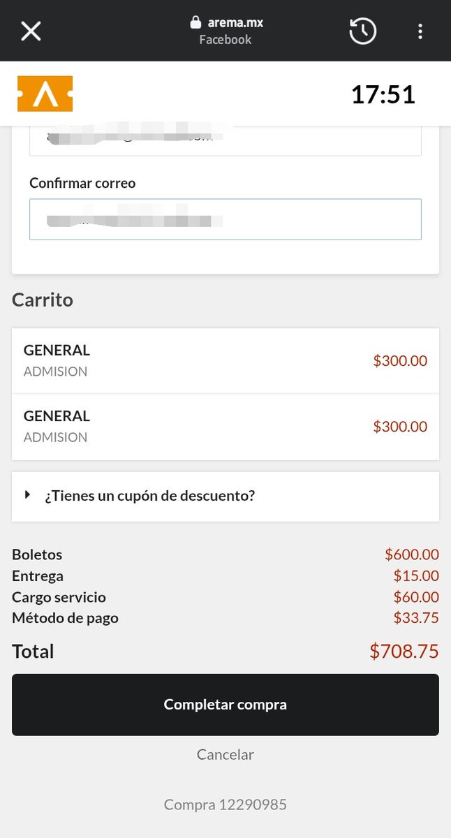 UnAgusMas's tweet photo. @Profeco ¿me pueden apoyar? Al comprar boletos en la plataforma https://t.co/lHkLdznuQV me están cobrando un cargo extra de $33.75 únicamente por pagar con tarjeta (crédito/débito).
Tengo entendido que este tipo de cobros no están permitidos. ¿Qué procede en este caso? https://t.co/9F6j9xX6HE
