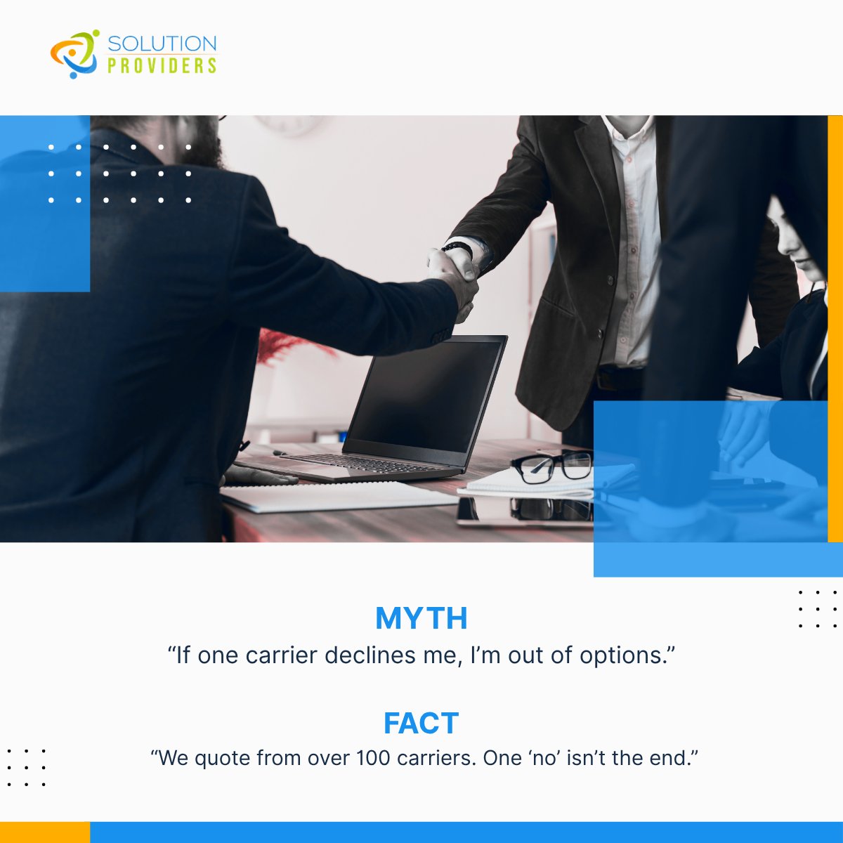 solutionprovi's tweet image. We insure the uninsurable.
 100+ carriers. Expert guidance. Real policies.
 Stop wasting time shopping for multiple agents.
 Let our one team get you every quote you need.
 One solution. Every industry.
 solutionproviders.com

 #Uninsurable #HighRiskInsurance