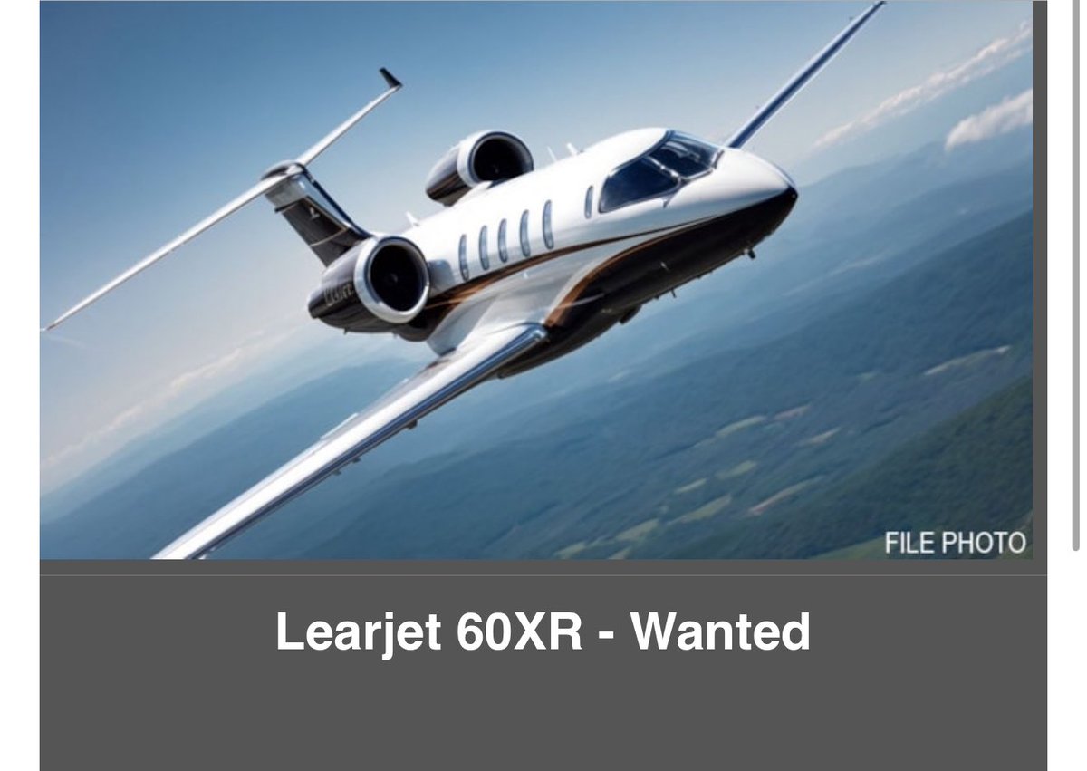 AceAircraft's tweet photo. Received this wanted ad today.. This is what happens when buy a Lear 60XR from Temu. 

#privatejet #learjet #bombardier https://t.co/mYUXKocxxe