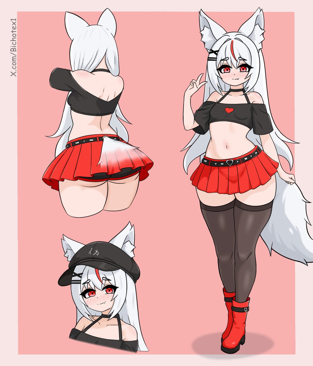 Redesign of my OC "Ika", a very naughty kitsune. 👀