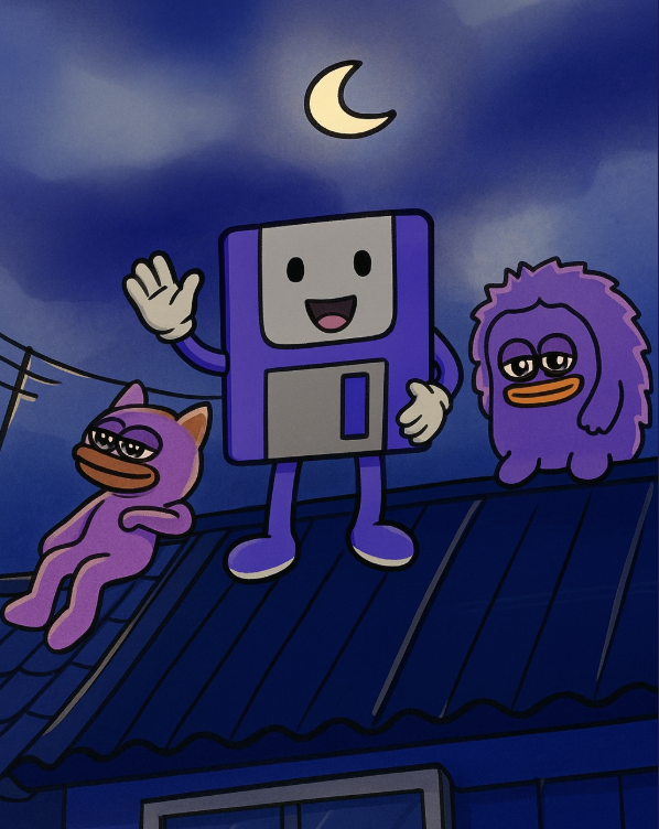 Goodnight Floppy 🌛

The moon climbs high in bright yellow light,
As Floppy waves happily and says, “to all, Goodnight!”
Out on rooftops where Monanimals play,
DeFi dreams drift far away.

The purple streets are calm and deep,
Curvance whispers while you sleep.
Vaults, tokens,