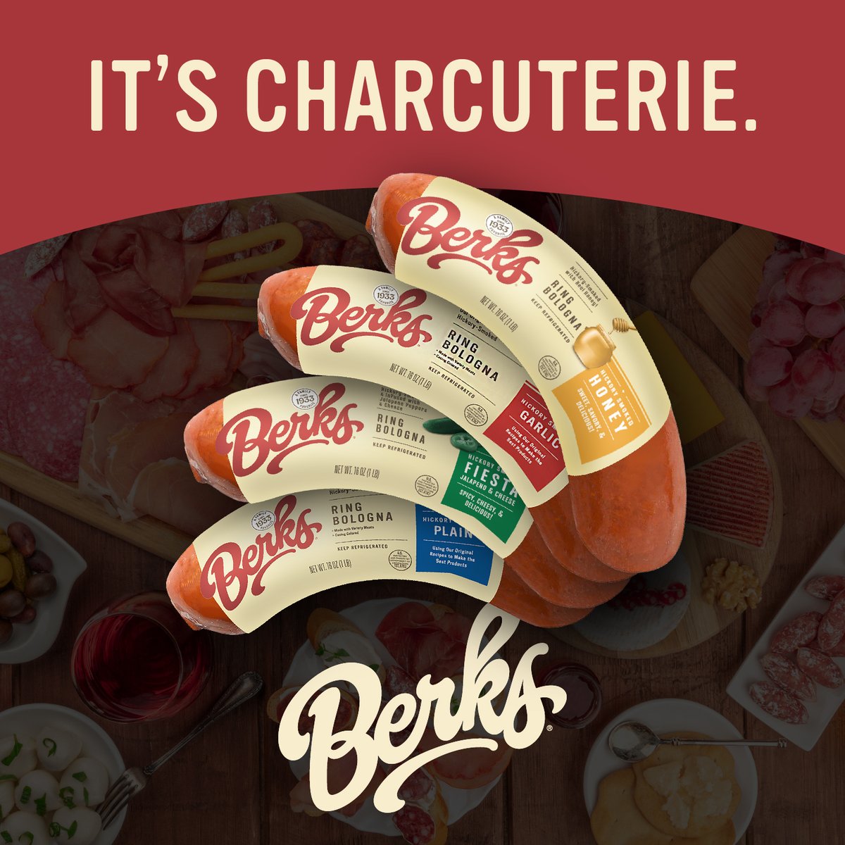 Our Berks Hickory Smoked Honey Ring Bologna is getting rave reviews - it's the perfect addition to your charcuterie board. A little sweet, a little smokey and a lot of flavor!  #charcuterie #honey #betterwithberks #weareberks #sweetsmokey