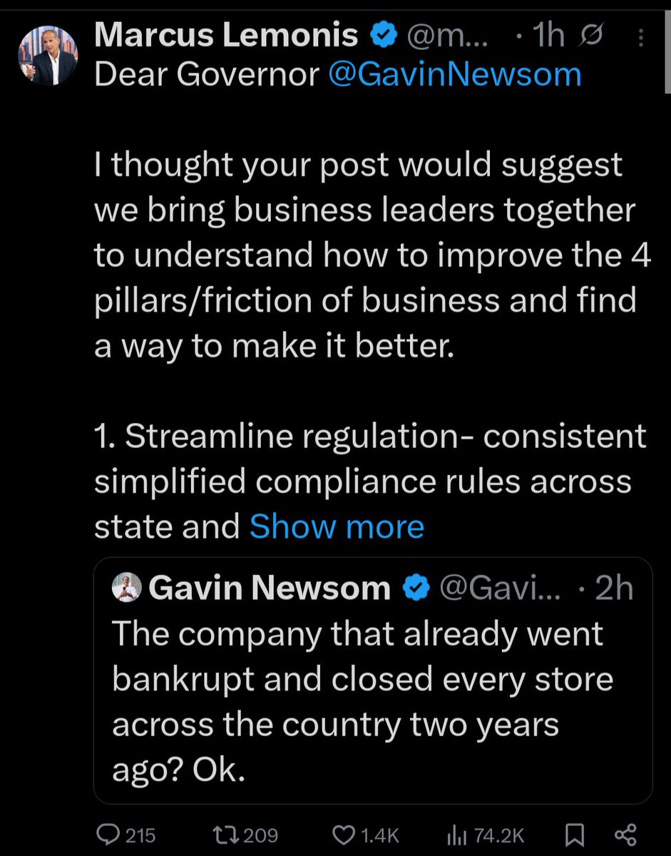 Jennifer Van Laar (@jenvanlaar) on Twitter photo Here's <a href="/CAgovernor/">Governor Gavin Newsom</a>'s actual response to Bed, Bath & Beyond's statement, which is just as bad as the fake screenshot going around.
Newsom didn't even have the balls to reply to the man's post. Instead he quoted a clickbait news site's post about it Here's <a href="/CAgovernor/">Governor Gavin Newsom</a>'s actual response to Bed, Bath & Beyond's statement, which is just as bad as the fake screenshot going around.
Newsom didn't even have the balls to reply to the man's post. Instead he quoted a clickbait news site's post about it