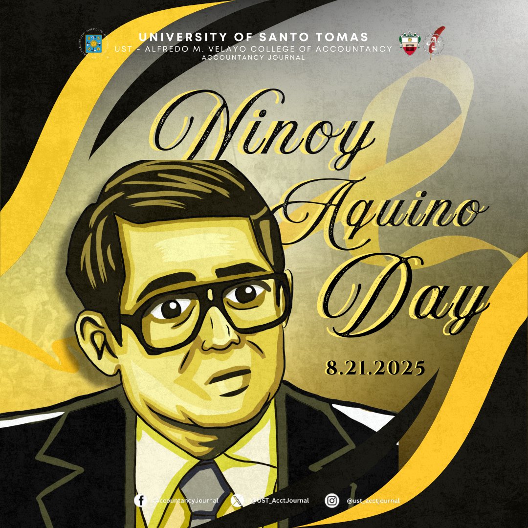 UST_AcctJournal's tweet photo. On this 21st day of August, we commemorate the legacy and martyrdom of the late Senator Benigno "Ninoy" Aquino Jr., whose life and career transformed democracy in our country.

May we remember his influence in rekindling the social uproar of Filipinos during the Marcos regime. https://t.co/en5ePQHeaN