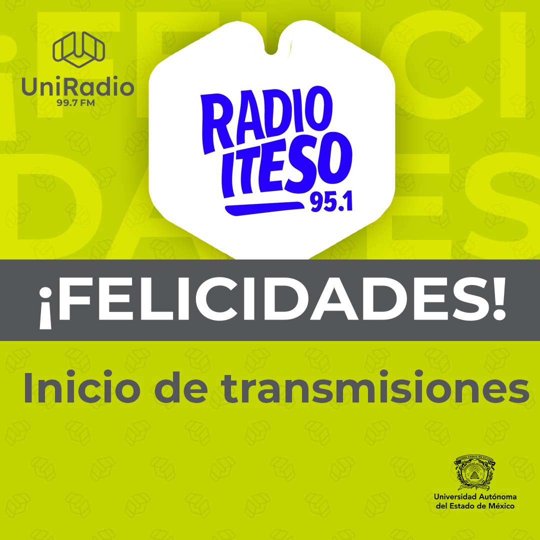 ¡Celebramos el inicio de transmisiones de Radio ITESO! 📻🎙️ 

Desde Guadalajara comienza un viaje sonoro cargado de creatividad, música fresca y propuestas que inspiran. 

¡Les deseamos el mayor de los éxitos! 🌟

#UniRadioVaConmigo