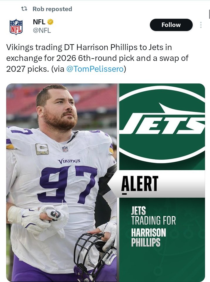 I don't know about that other trade from the Browns because he seems like a scrub/jag but getting Harrison Phillips is big time this dude is a full time starter + impact player.