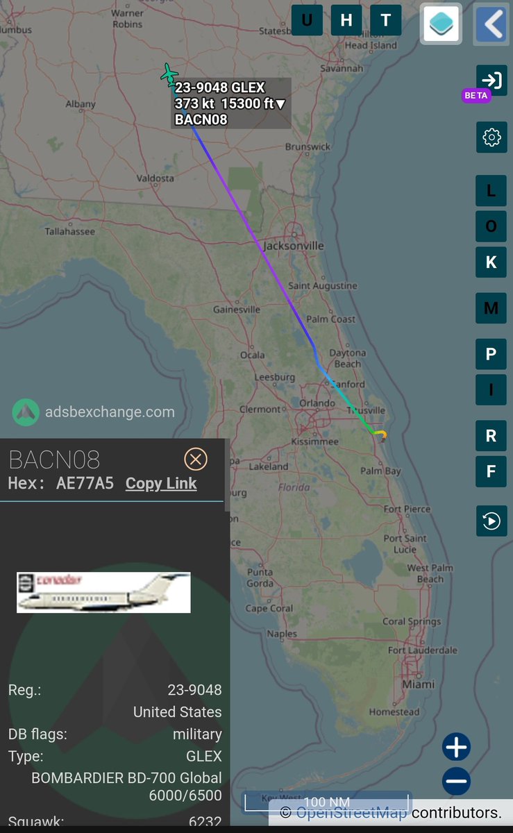 sipjack1776's tweet photo. Bombardier E-11A
#AE77A5
23-9048/BACN08
RTB Robins out of Patrick SFB
@Borrowed7Time https://t.co/ElsXtctqJH