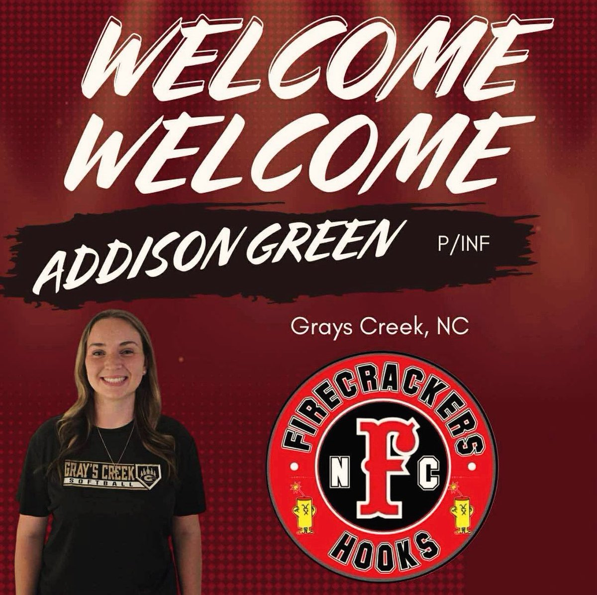 Firecrackers NC Hooks (@fc_hooks) on Twitter photo B🧨G Welcome to Addison Green (2027) from Gray’s Creek, NC.
We are excited to welcome Addison to the FC Family. This talented athlete brings a strong presence on the mound as well as at the plate! <a href="/Firecrackersinc/">Firecracker Softball</a> <a href="/addy_green04/">Addison Green</a>
Can’t wait to hit the dirt in the fall 💪🏻 B🧨G Welcome to Addison Green (2027) from Gray’s Creek, NC.
We are excited to welcome Addison to the FC Family. This talented athlete brings a strong presence on the mound as well as at the plate! <a href="/Firecrackersinc/">Firecracker Softball</a> <a href="/addy_green04/">Addison Green</a>
Can’t wait to hit the dirt in the fall 💪🏻