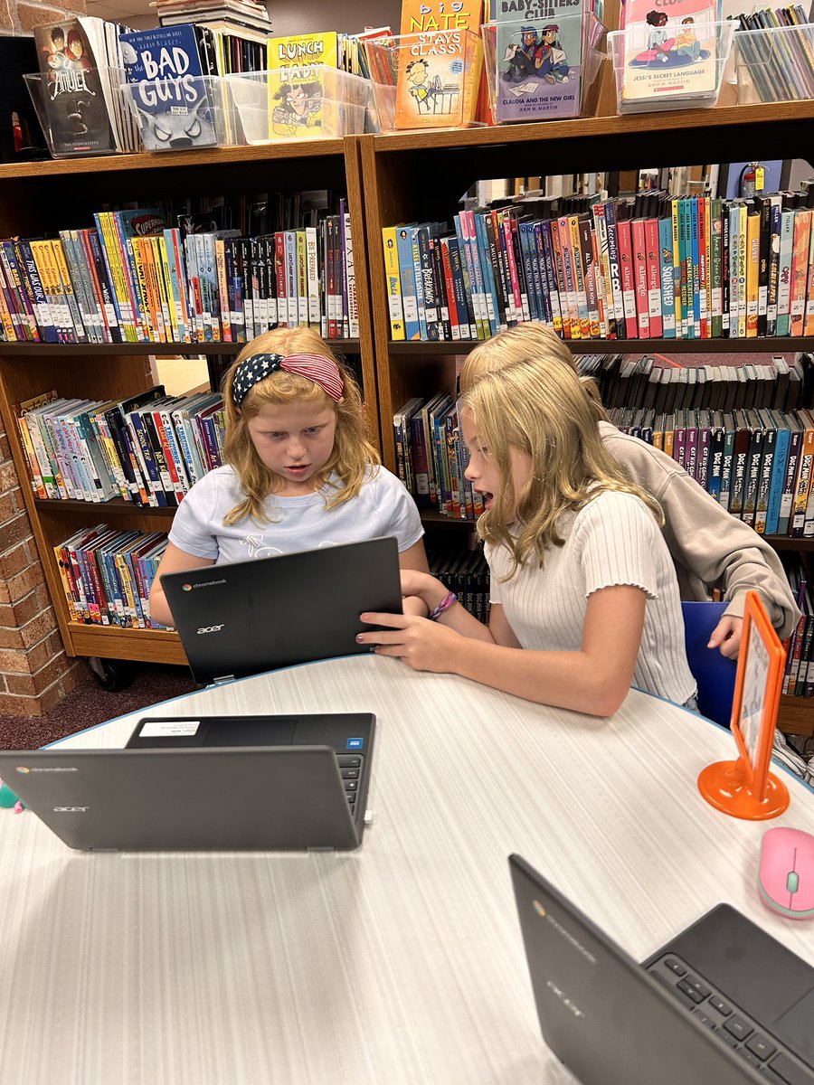 Our <a href="/D45Westmore/">Westmore School</a> 4th &amp; 5th graders are off to a great start! Using Destiny, our library catalog, students hunted down books, found them on the shelves, and even practiced some Chromebook skills by taking and uploading pictures. Next stop → book checkout! #SchoolLibrarian