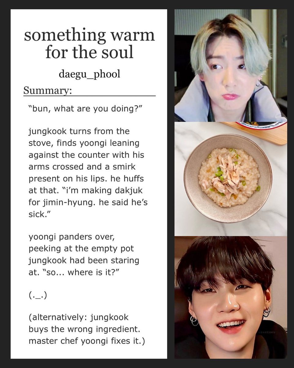 sugakookd's tweet photo. #yoonkook #ynkk fic

rated: t
word count: 600
tags: au, pouty bratty jk, teasing yg, hurt/comfort, fluff, humor, domestic, and super indulgent but its cute

https://t.co/cVfP1zlpCA https://t.co/QrNwbqe1Gk