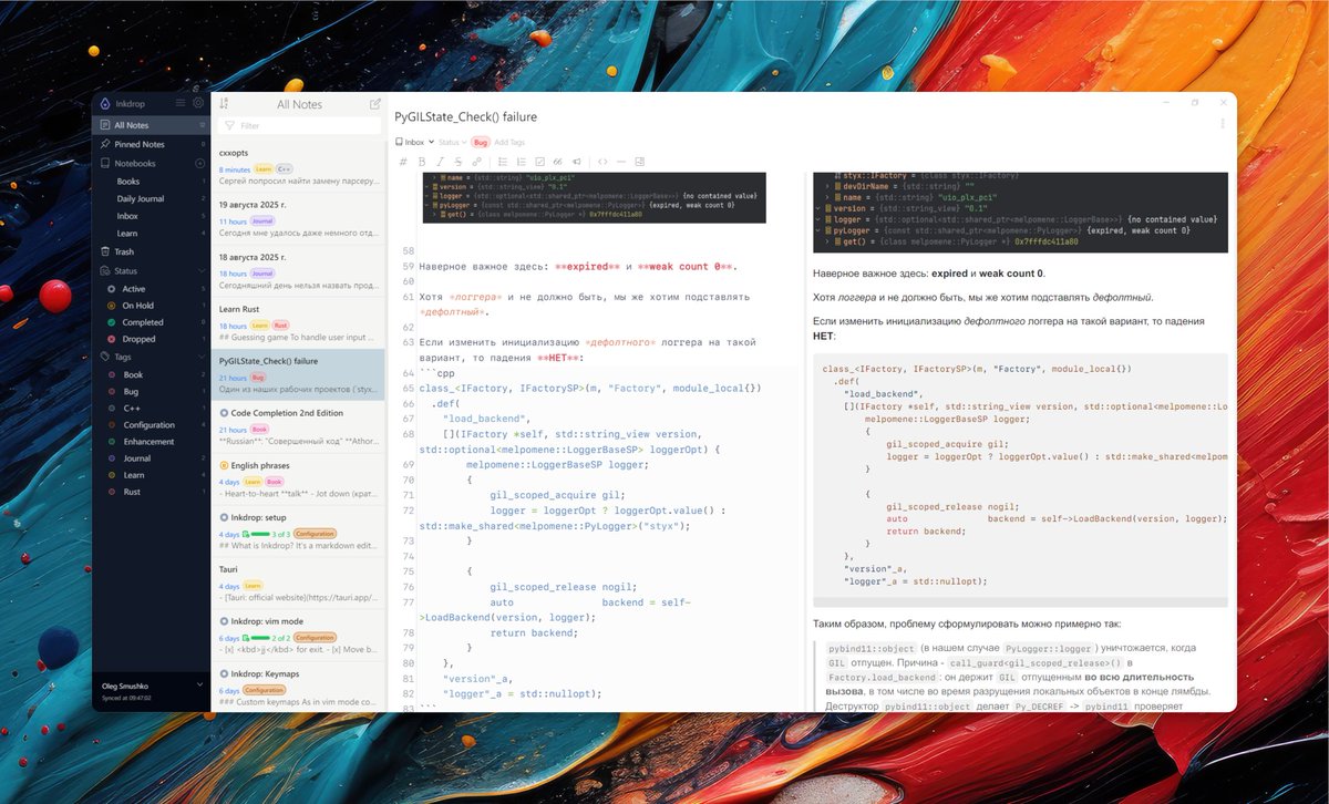 inkdrop_app's tweet photo. Oleg Smushko shared how he takes tech notes 🙌 Let's enjoy taking notes and improve your programming skills💪 Your effort will pay off! Thank you, Oleg❤️ #Inkdrop https://t.co/uc25jbqV5c